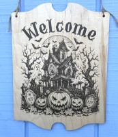 Rustic Halloween Welcome Sign