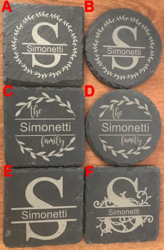 Monogram Slate Coasters